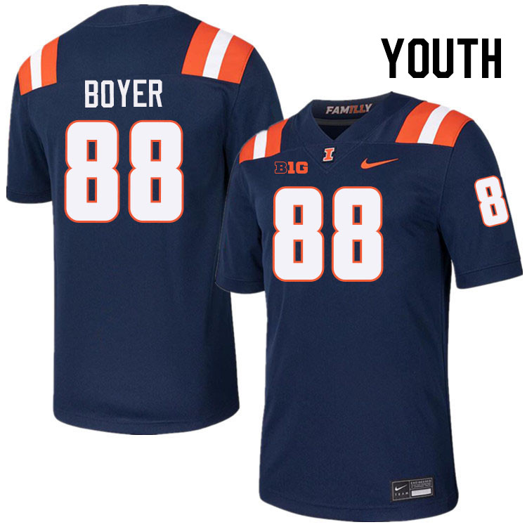 Youth #88 Henry Boyer Illinois Fighting Illini College Football Jerseys Stitched-Navy